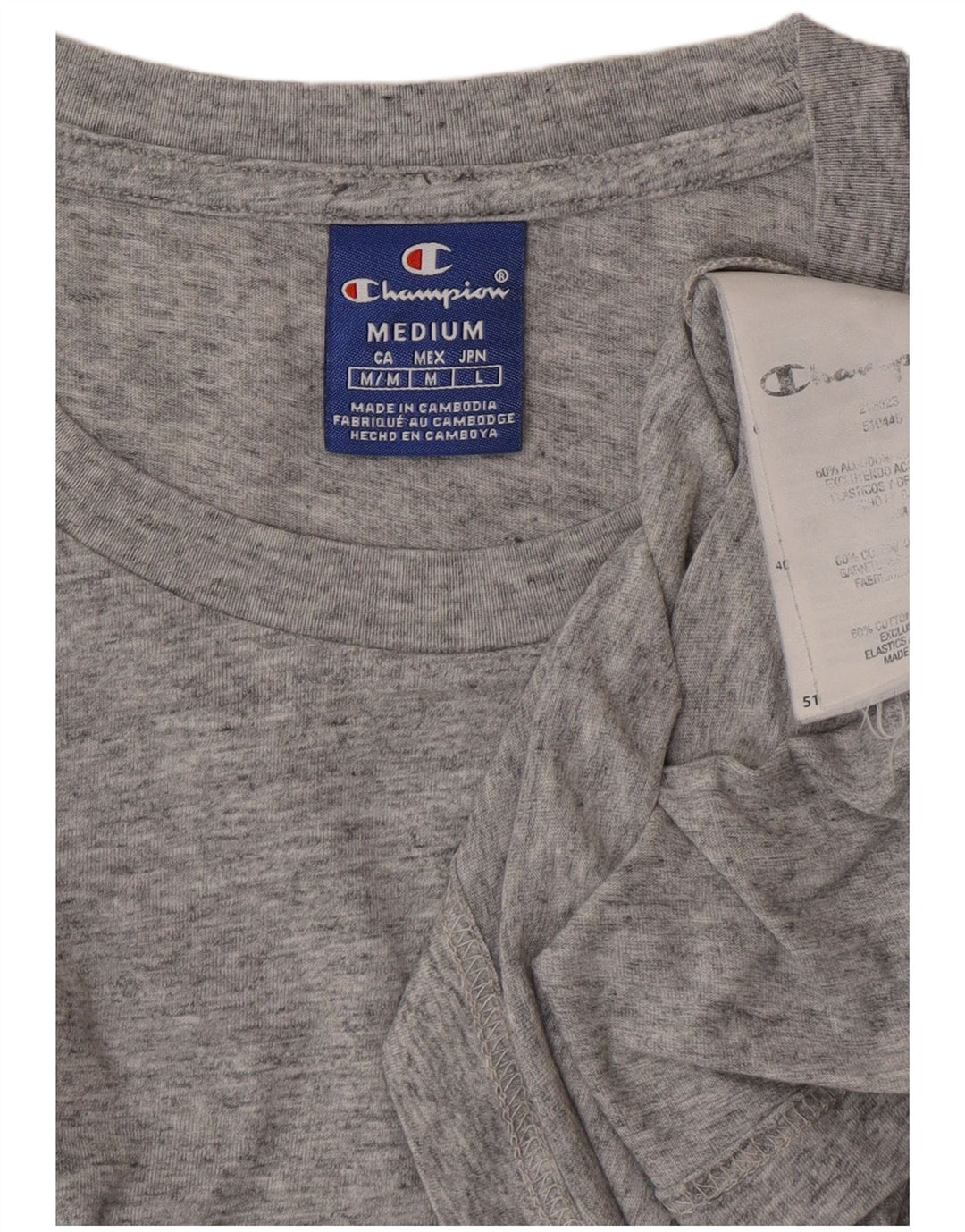 Tricou grafic pentru bărbați CHAMPION Top din bumbac cu pete gri mediu