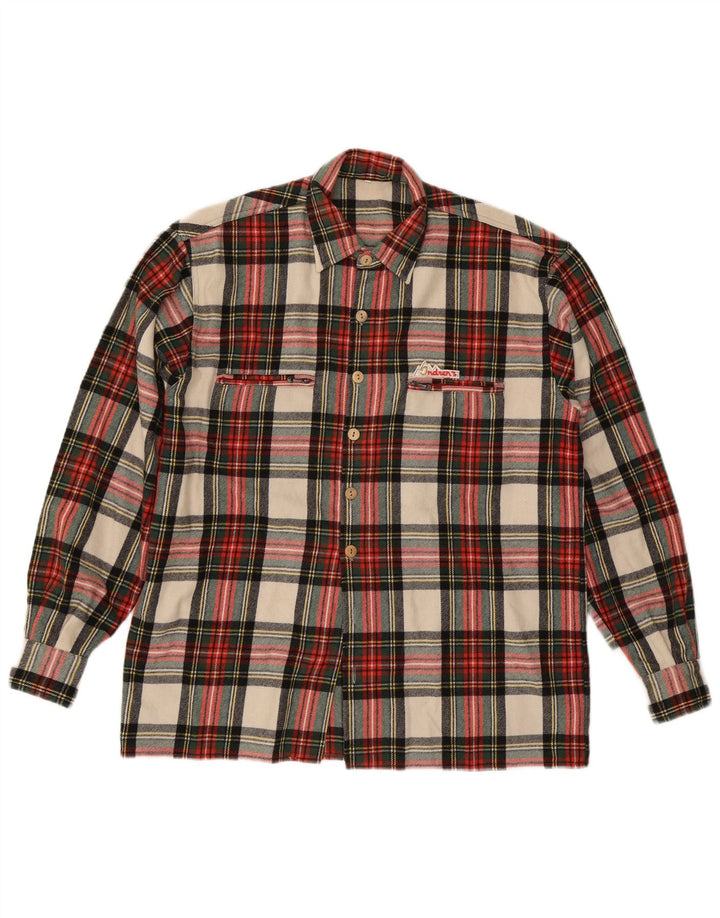 Cămașă Vintage pentru bărbați din flanel IT 50 Medium Red Check Wool