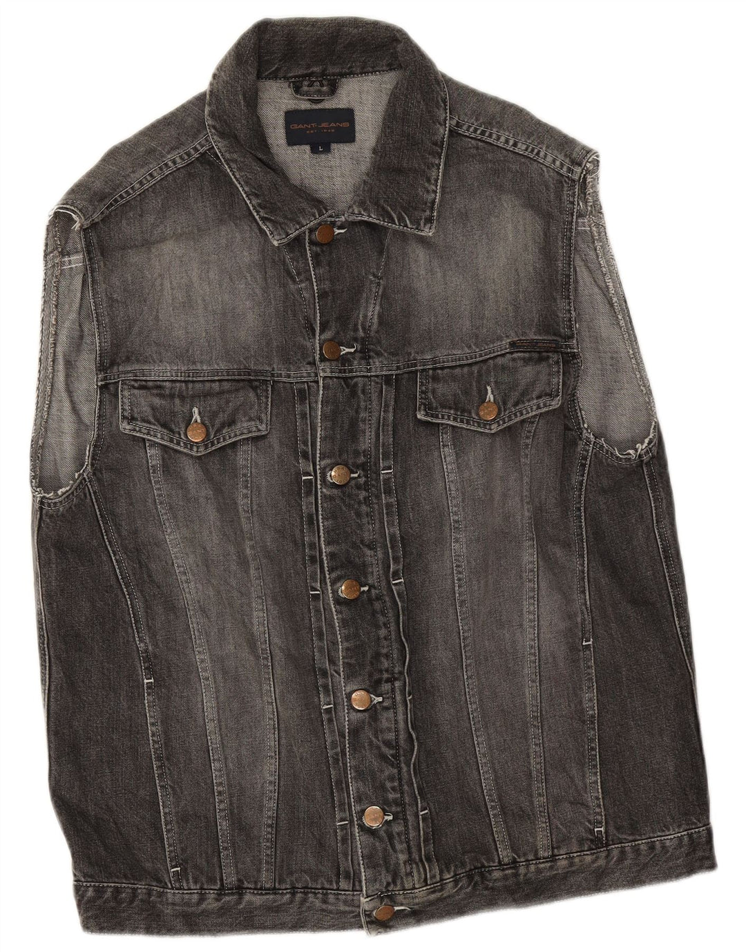 Gilet de denim pentru bărbați Gant UK 40, mare, gri bumbac