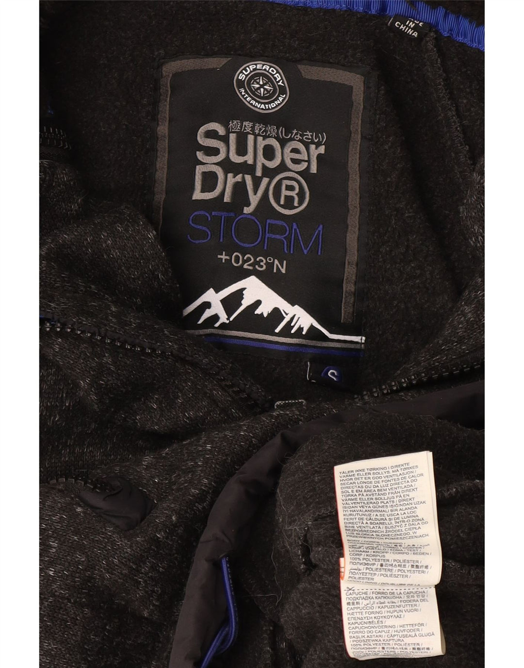 Pulover Superdry pentru bărbați, cu fermoar, din poliester cu moale, gri mic