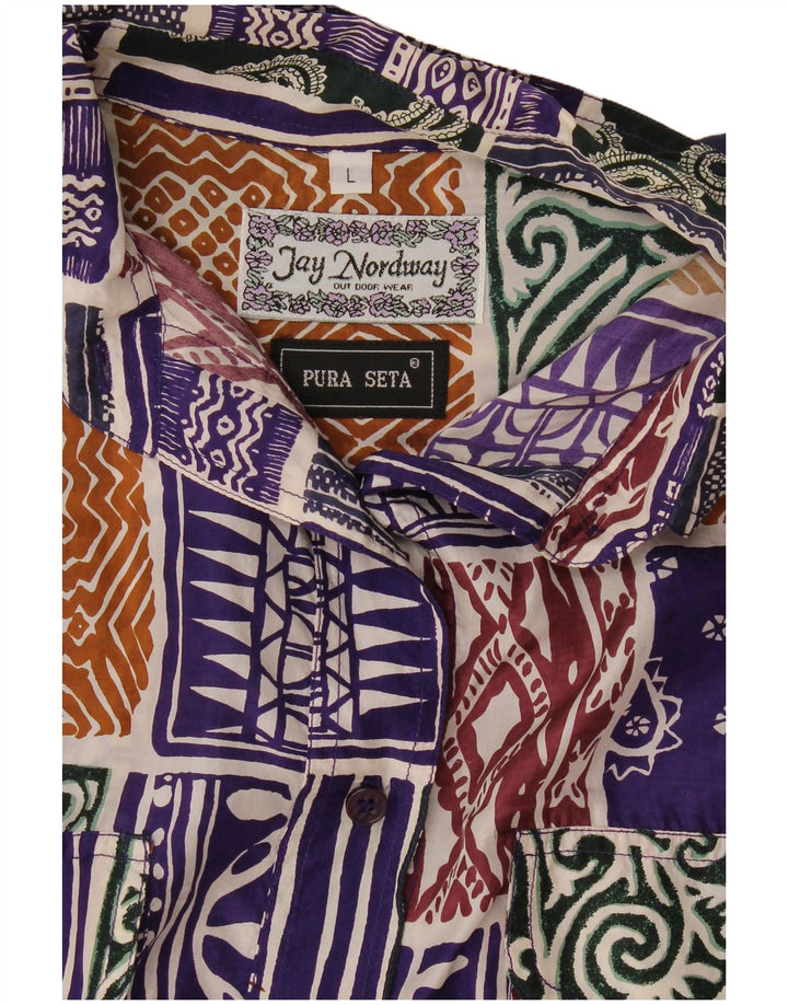 Bluză pentru femei vintage cămașă UK 16 mare, multicoloră, mozaic