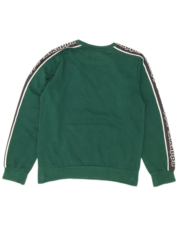 Hanorac grafic pentru băieți Kappa Pulover 11-12 ani, bumbac color bloc verde