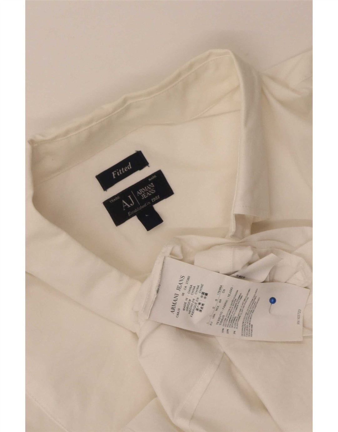 Cămașă pentru bărbați Armani Jeans, mare, alb, din bumbac