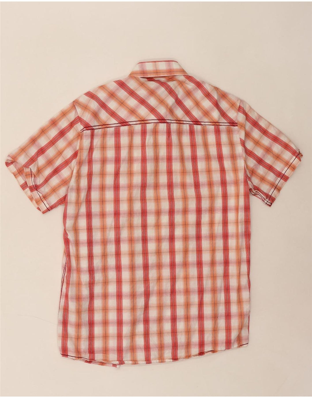 KICKERS Mens Short Sleeve Shirt Large Red Check Cotton Vintage Kickers and Second-Hand Kickers from Messina Hembry 