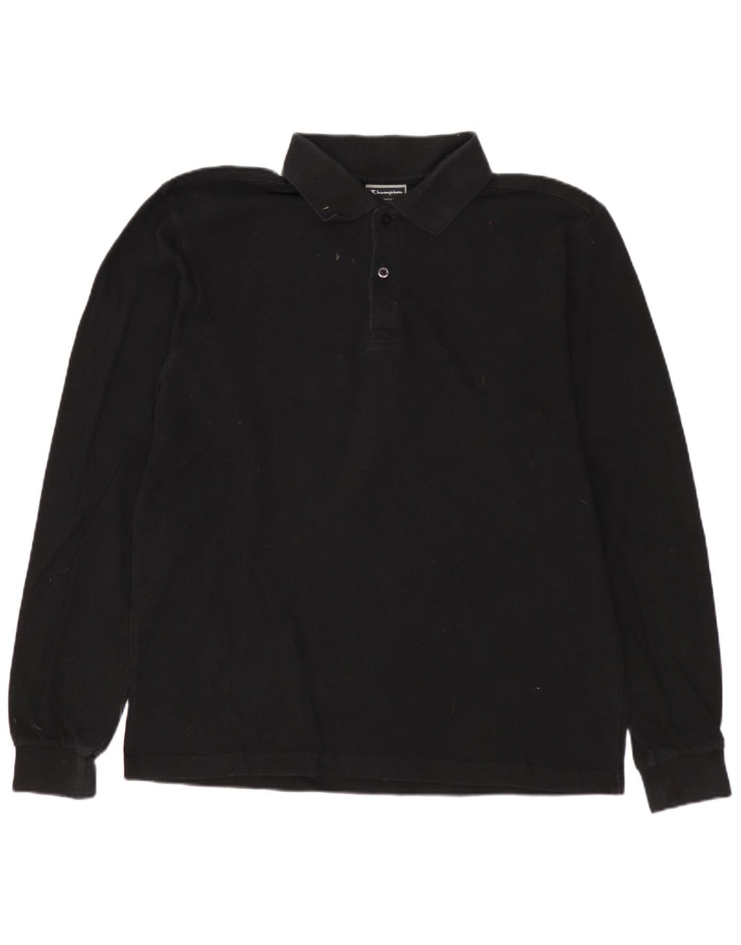 Tricou polo pentru bărbați CHAMPION cu mânecă lungă, bumbac mediu negru