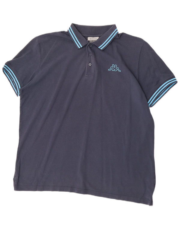 Cămașă polo pentru bărbați Kappa 2XL, bumbac cu dungi bleumarin