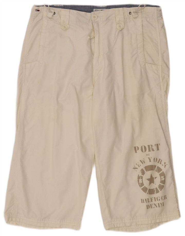 TOMMY HILFIGER Bermude grafice pentru bărbați, bumbac alb, mediu W32