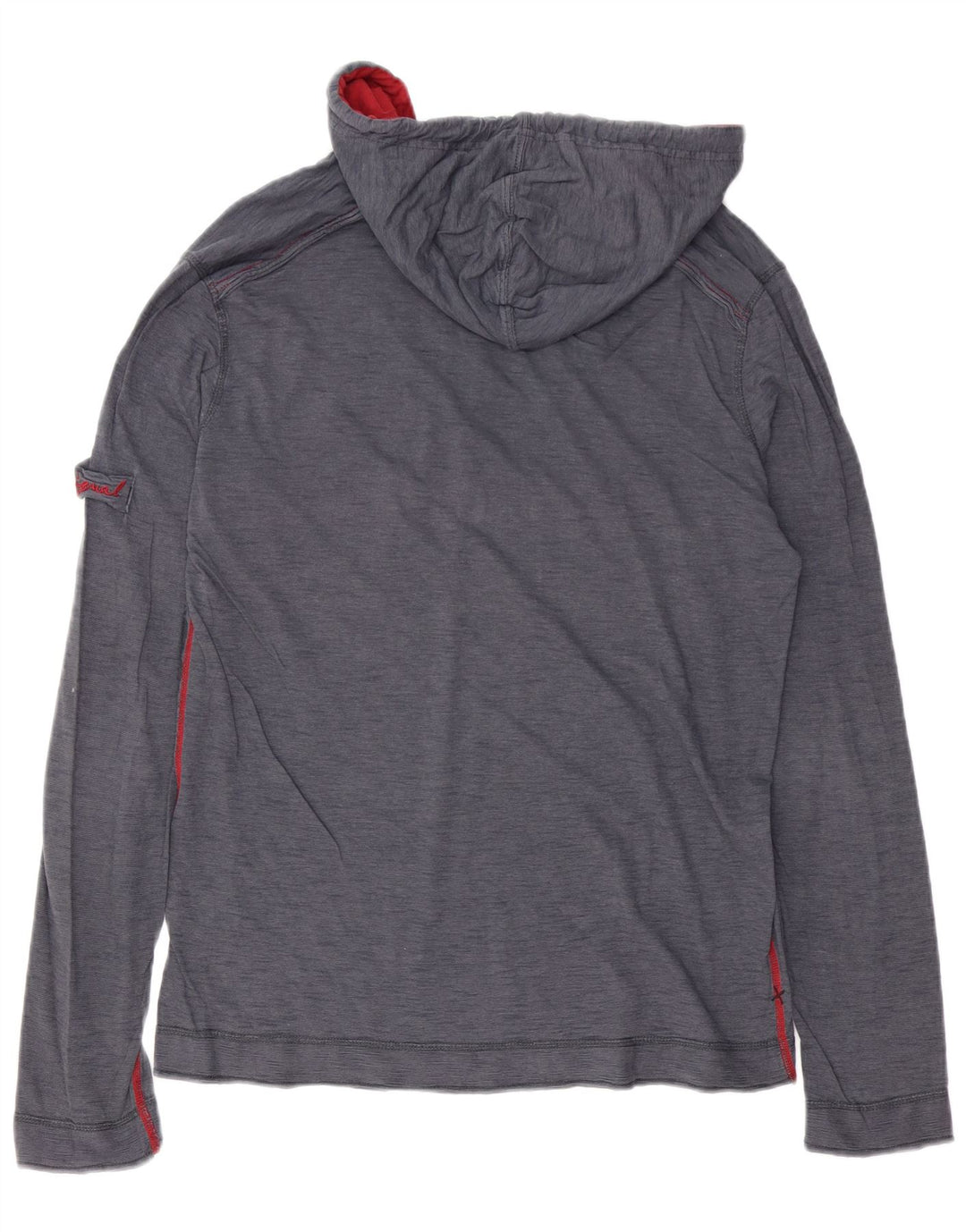 DESIGUAL Top grafic cu glugă pentru bărbați cu mânecă lungă, gri mediu