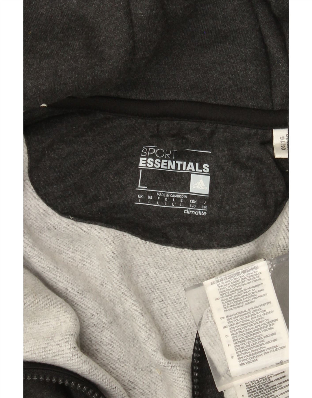 Pulover Adidas pentru bărbați, cu fermoar, poliester mare, gri