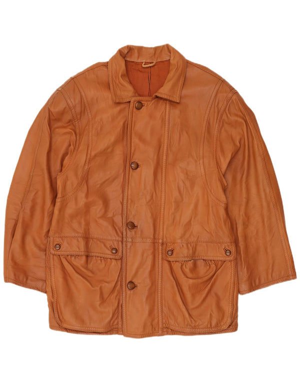 Palton din piele pentru bărbați VINTAGE IT 54 2XL din piele maro