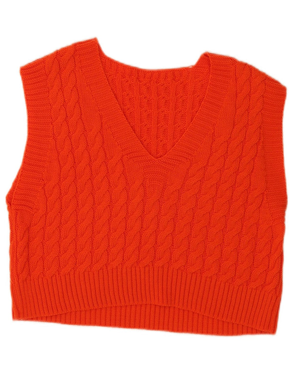 Vintage Womens Crop Vest Tank Top UK 14 Medium Orange