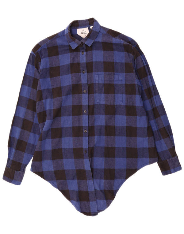 Cămașă de flanel asimetrică supradimensionată pentru femei ieftină luni UK 6 XS Blue Gingham