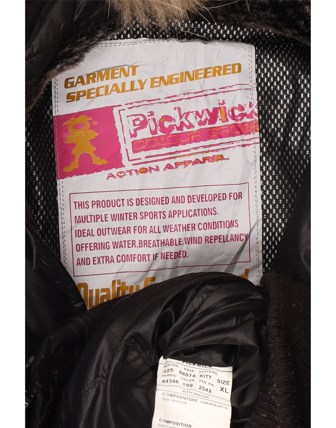 PICKWICK Jachetă căptușită cu glugă pentru femei UK 18 XL Nylon negru