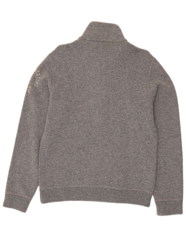 Marina Yachting Pulover pentru bărbați, cu grafică, cu gât, cu nasturi, gri mediu pete