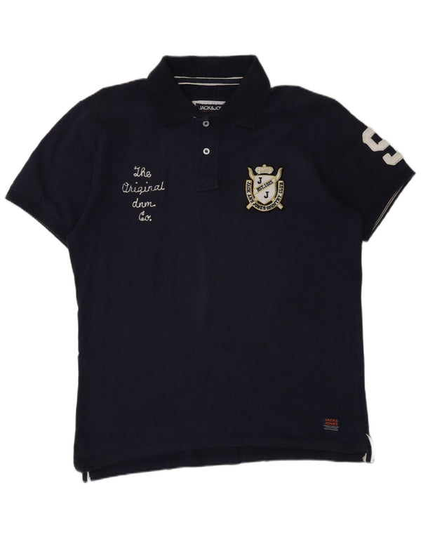 Cămașă polo cu grafică Jack & Jones pentru bărbați XL, bumbac bleumarin