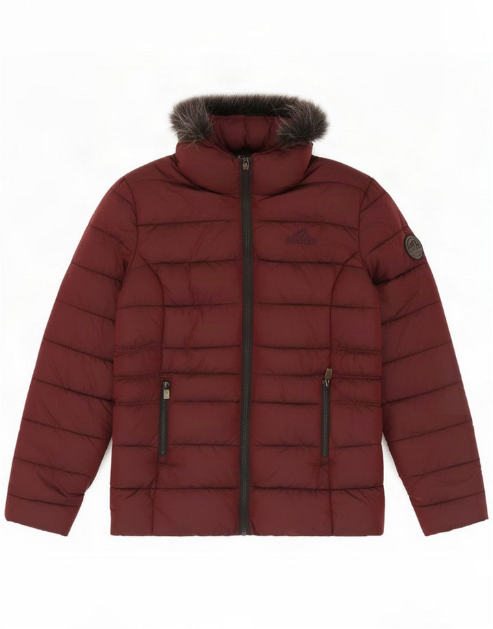 Superdry Jachetă căptușită cu glugă pentru femei UK 8 Small Burgundy Poliester