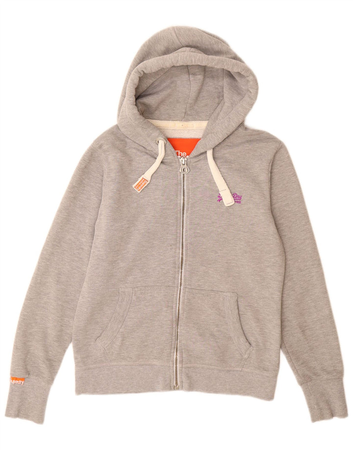 Pulover Superdry pentru femei cu fermoar, UK 14, mare, gri, poliester