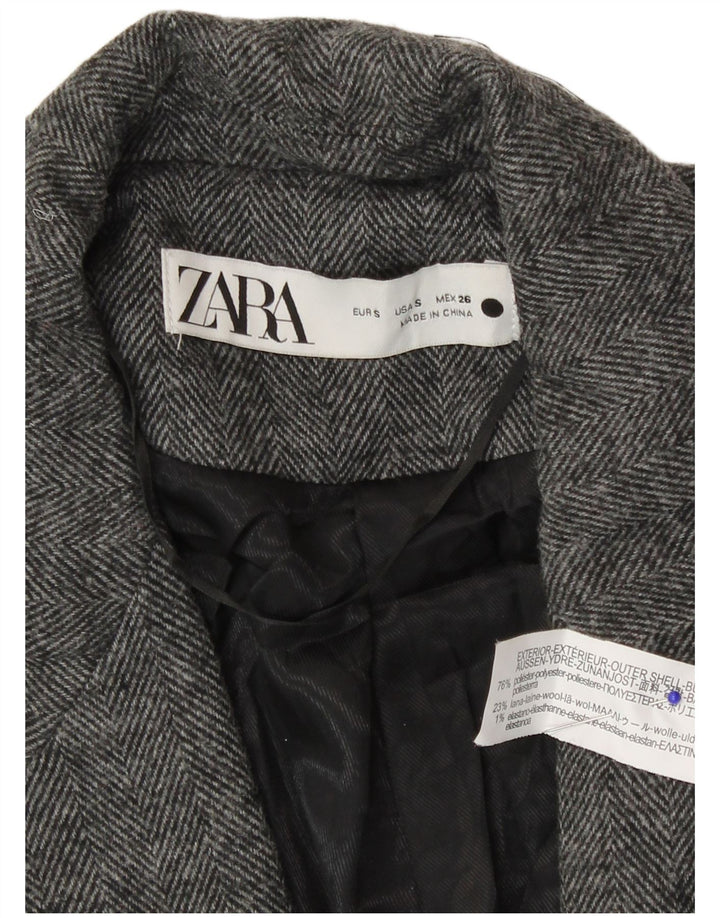 Sacou blazer pentru femei Zara, cu 1 nasture, UK 10, gri, poliester, în schemă