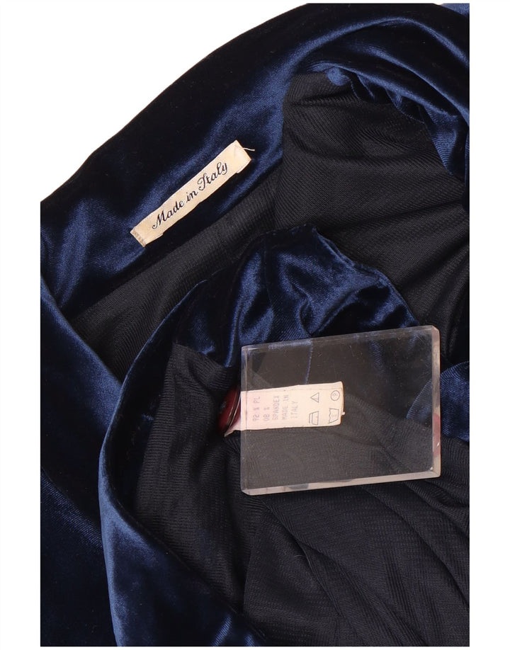 Jachetă vintage din velur cu 5 nasturi pentru femei UK 12 Medium Bleumarin