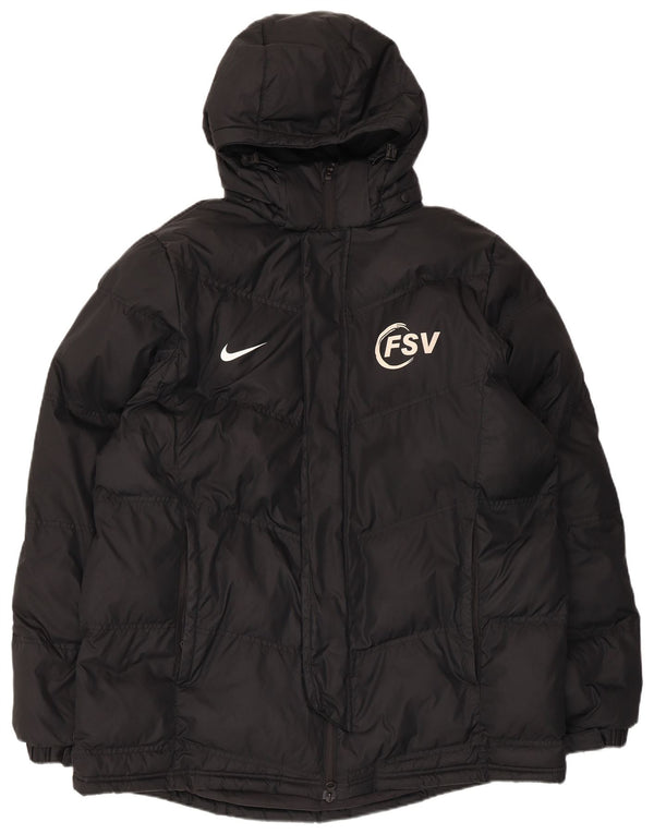 Jachetă căptușită cu glugă grafică Nike pentru bărbați UK 42 XL negru