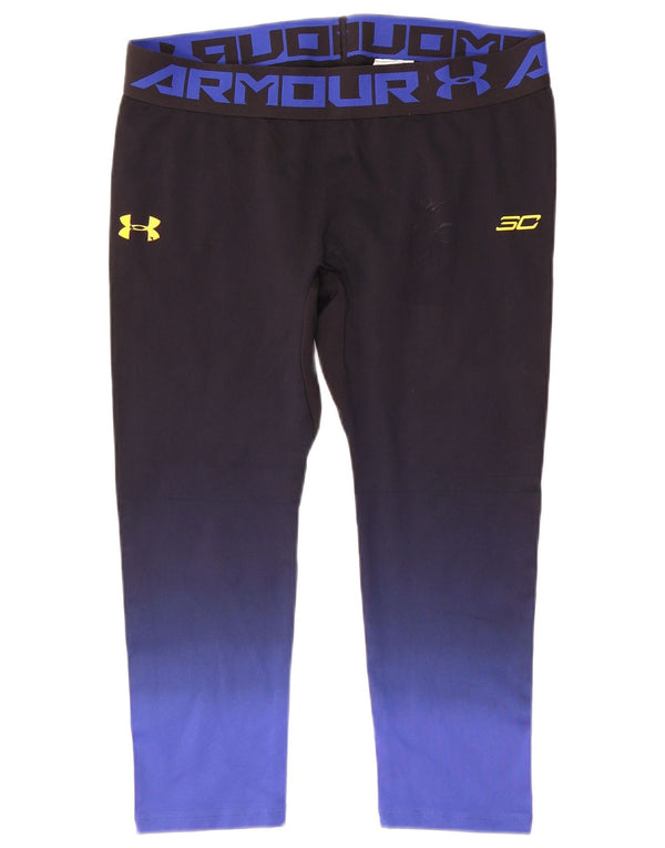 Leggings Under Armour pentru femei Heat Gear Crop UK 20 2XL Black Colorblock