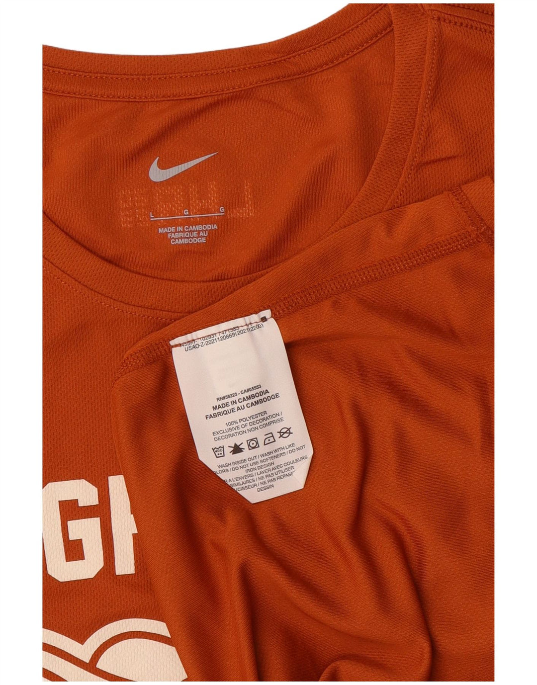 Tricou grafic pentru femei NIKE Top UK 14 Poliester portocaliu mare