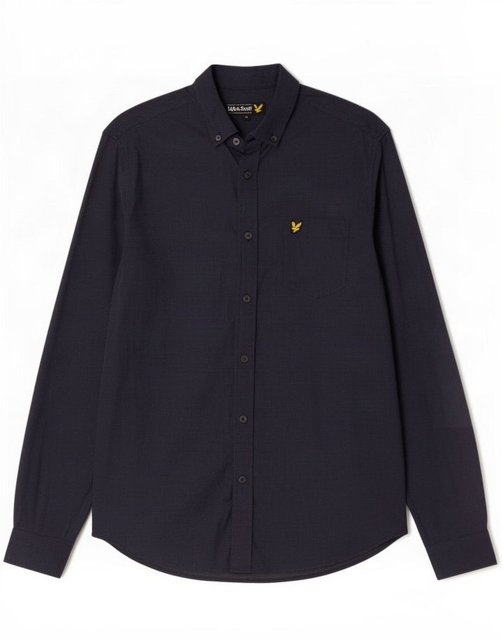 Cămașă pentru bărbați Lyle & Scott, bumbac cu pete, albastru marin mediu