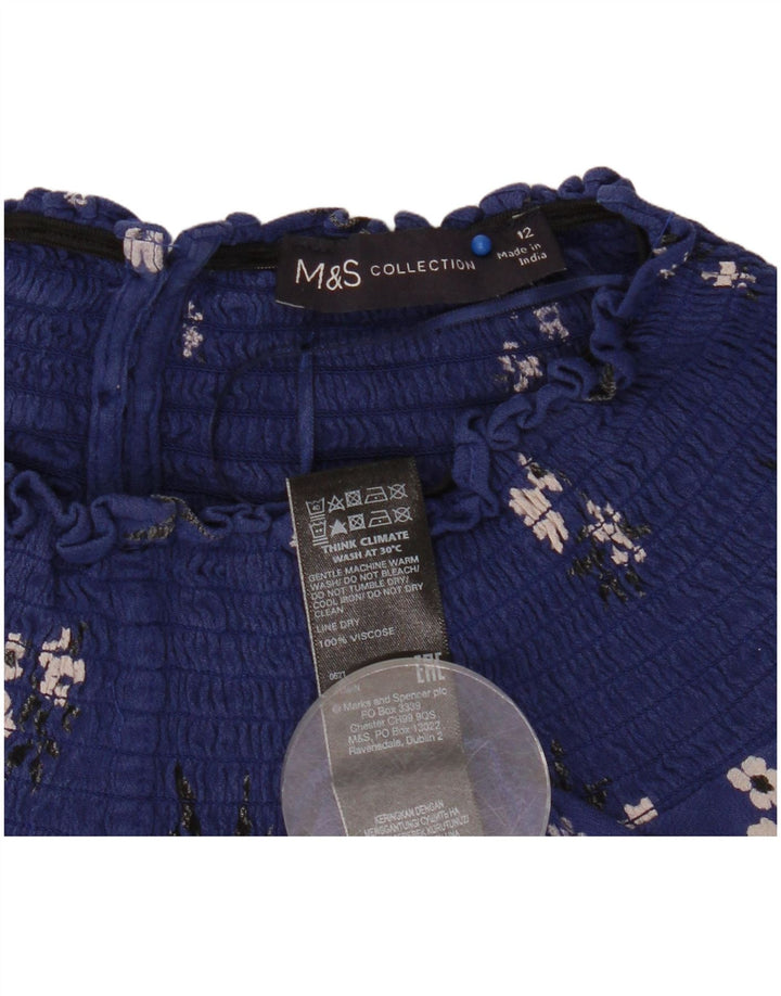 Bluză cu mânecă lungă pentru femei Marks & Spencer UK 12 Medium Bleumarin Floral