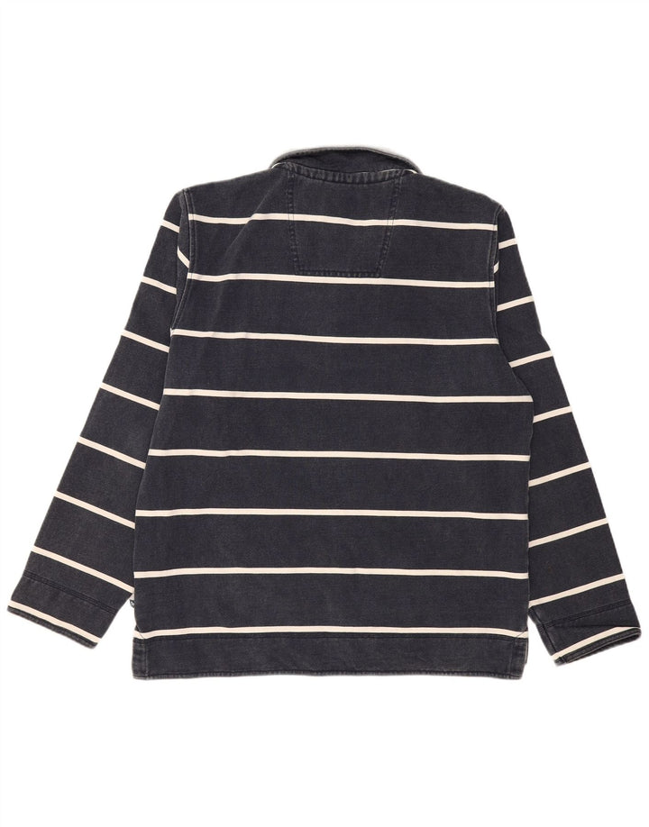 CREW CLOTHING Hanorac pentru bărbați, cu fermoar și gât. Pulover mare, bleumarin, în dungi