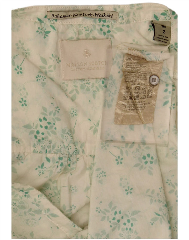 MAISON SCOTCH Bluză pentru femei supradimensionată cu mâneci 3/4 Top US 2 XS Verde Floral
