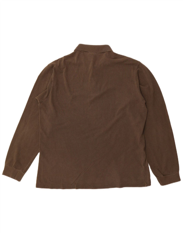 Tricou polo cu mânecă lungă pentru bărbați LACOSTE Mărimea 5, bumbac maro mare