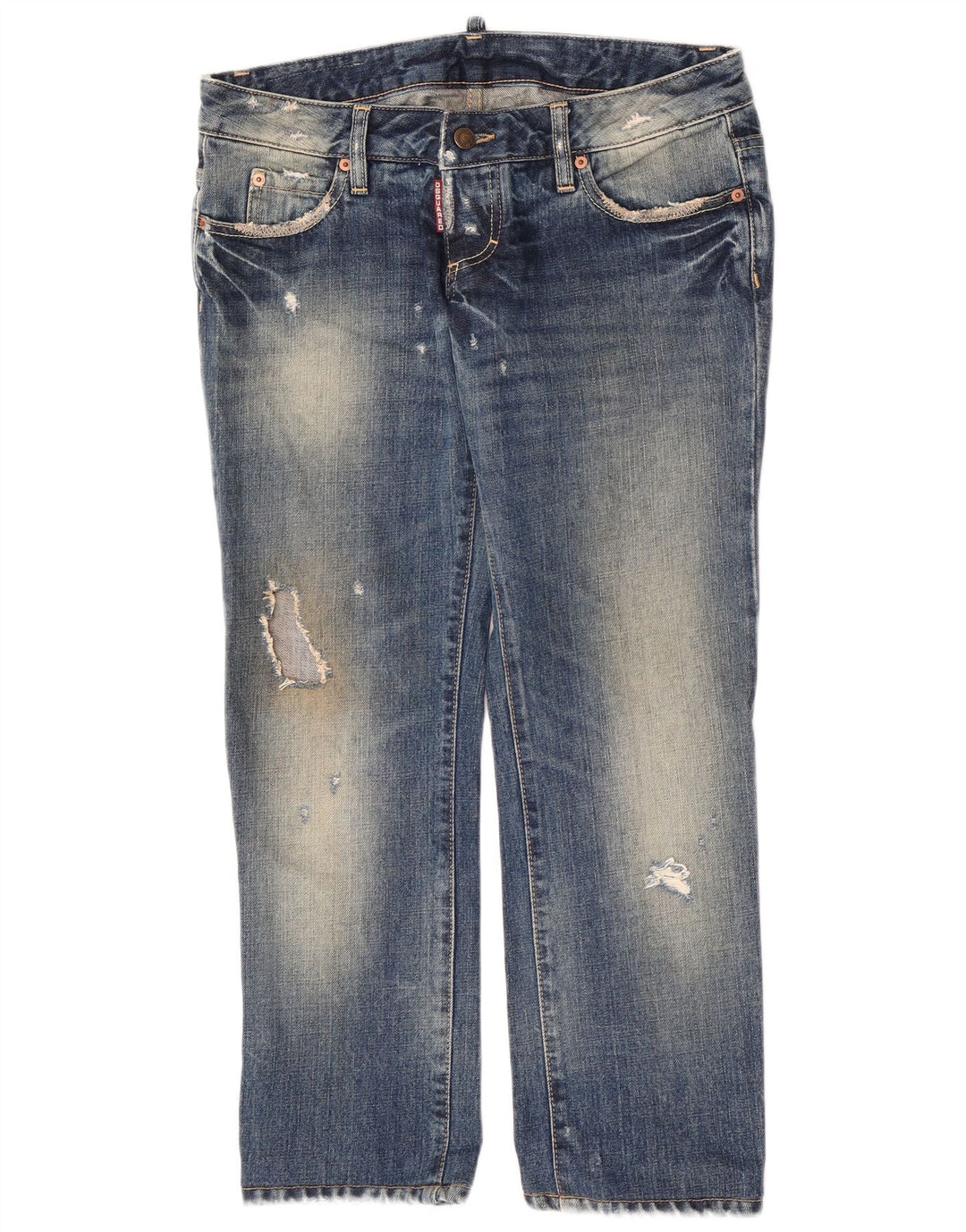 Dsquared Blugi Distressed drepte pentru femei IT 44 Medium L30 L27 Bumbac albastru