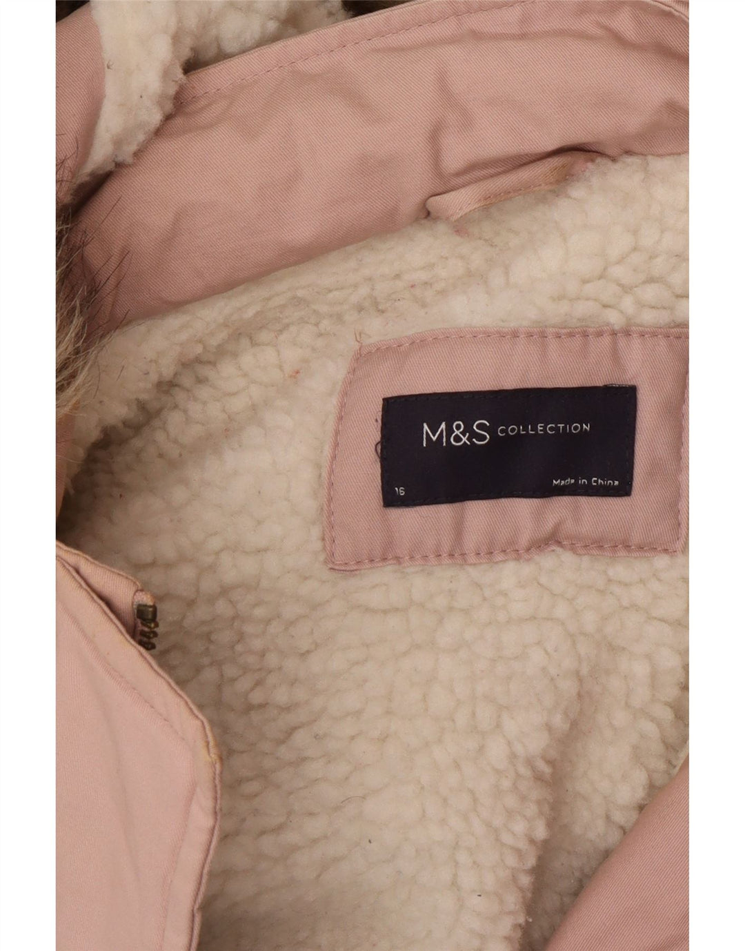 Marks & Spencer jachetă parka supradimensionată cu glugă pentru femei UK 16 mare roz