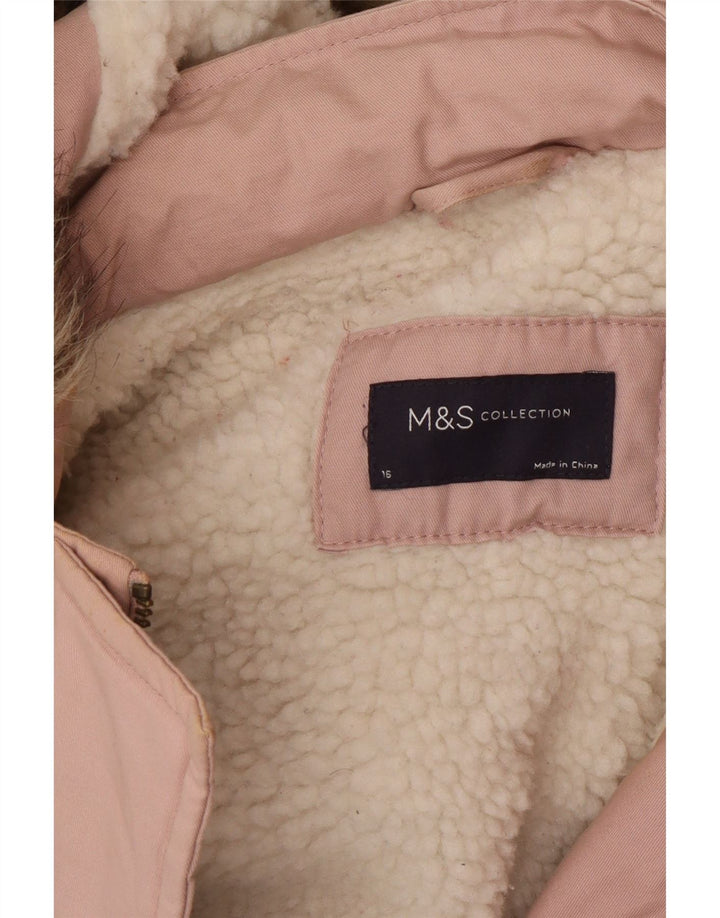 Marks & Spencer jachetă parka supradimensionată cu glugă pentru femei UK 16 mare roz