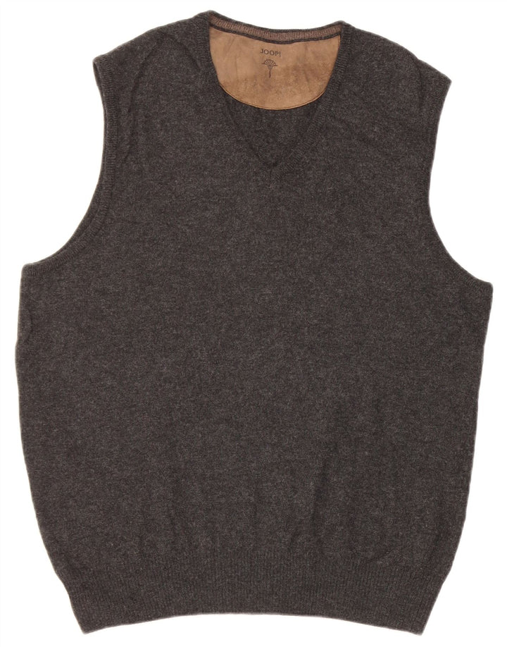 Joop Mens Vest Tank Top IT 48 Medium Black Fleated Virgin Wool