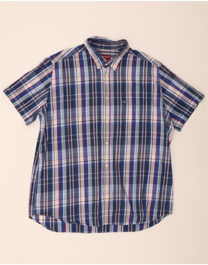 Cămașă pentru bărbați Carrera cu mânecă scurtă 3XL, bumbac cu carouri albastre