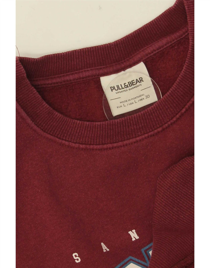 Pull & Bear Pull & Bear Pulover supradimensionat cu grafic pentru femei UK 16 Maroon mare