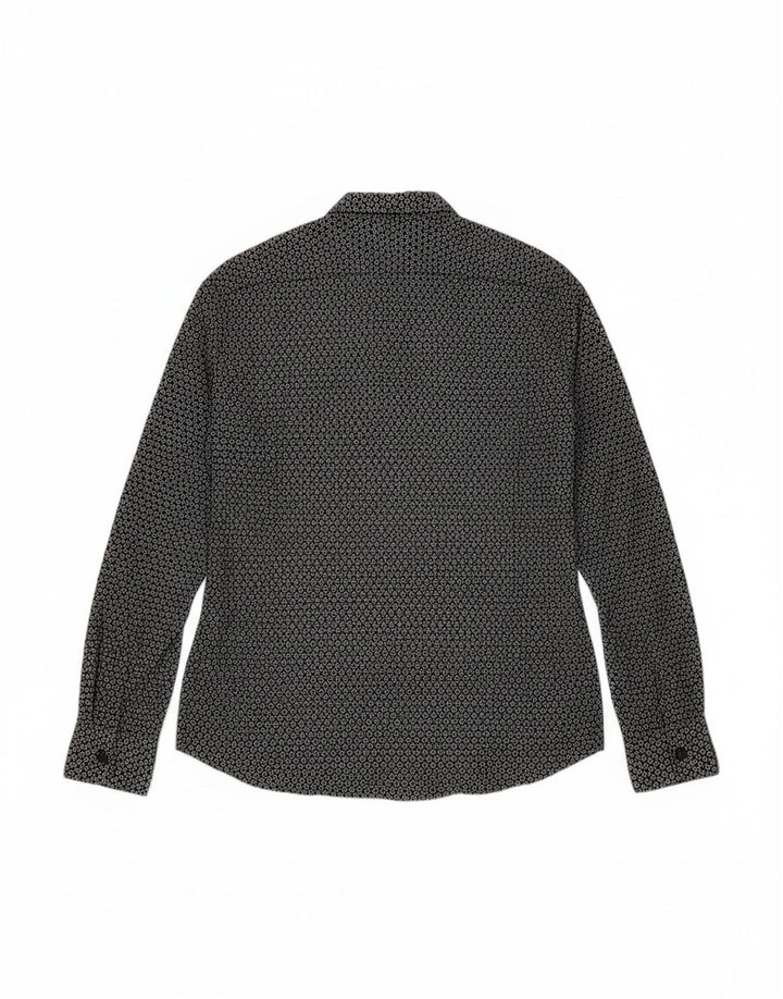 REPLAY Mens Regular Fit Shirt Large Grey Geometric Cotton