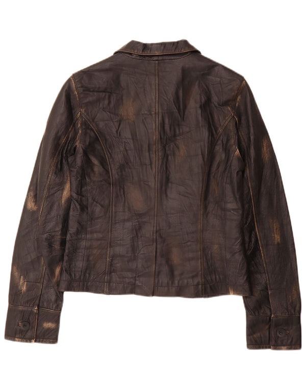 Jachetă vintage din piele cu 2 nasturi pentru femei UK 8 Small Black