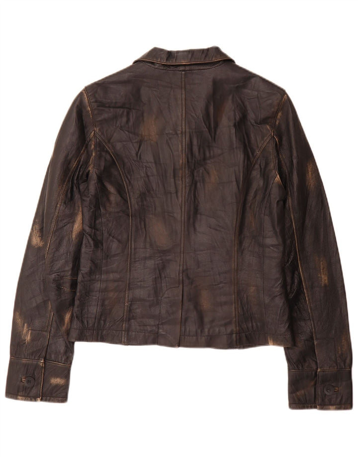 Jachetă vintage din piele cu 2 nasturi pentru femei UK 8 Small Black