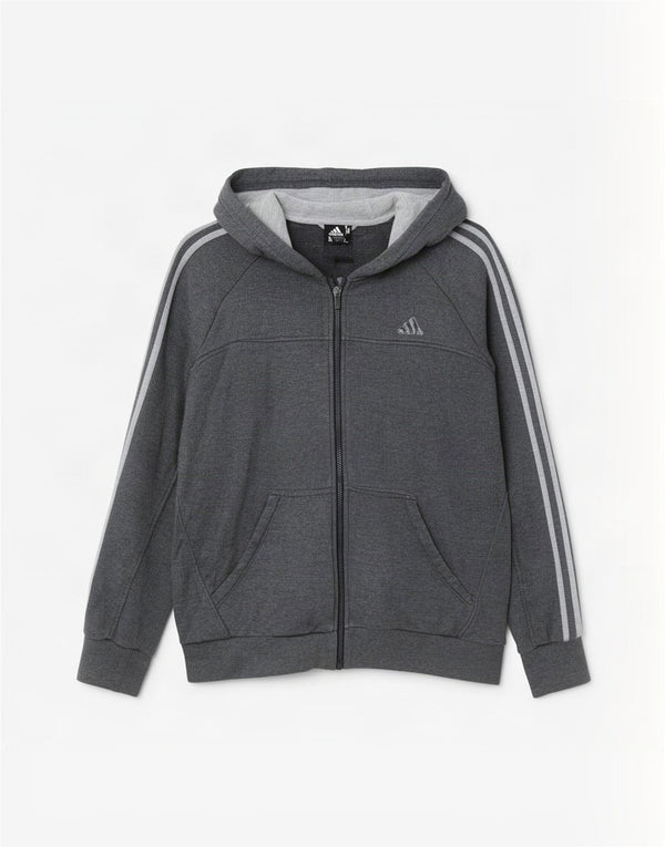 Pulover Adidas pentru bărbați, cu fermoar, bumbac, gri mediu