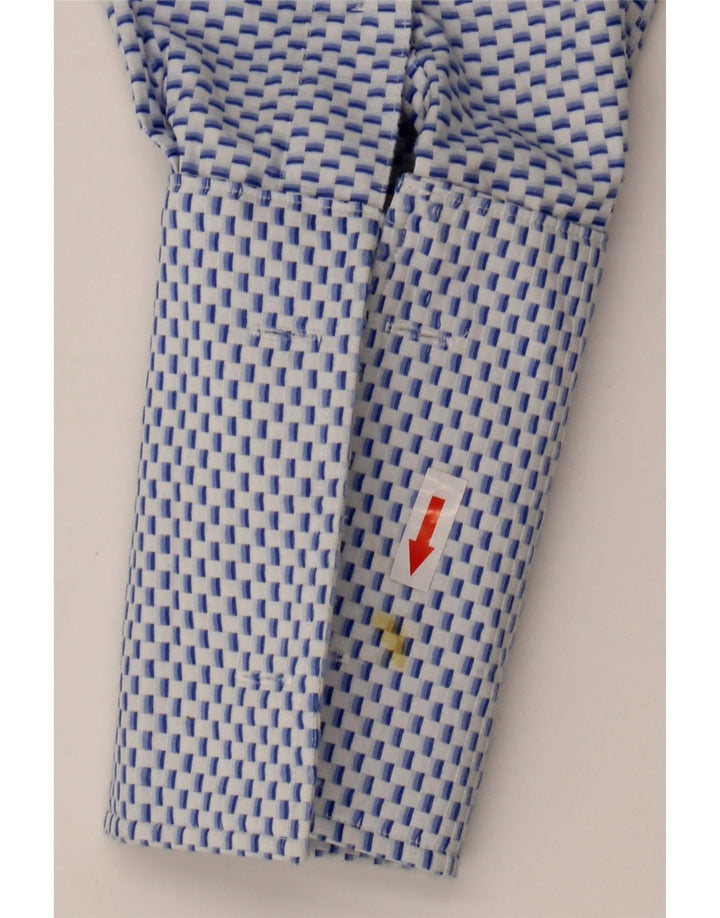 Cămașă formală pentru bărbați Yves Saint Laurent, bumbac geometric albastru mediu