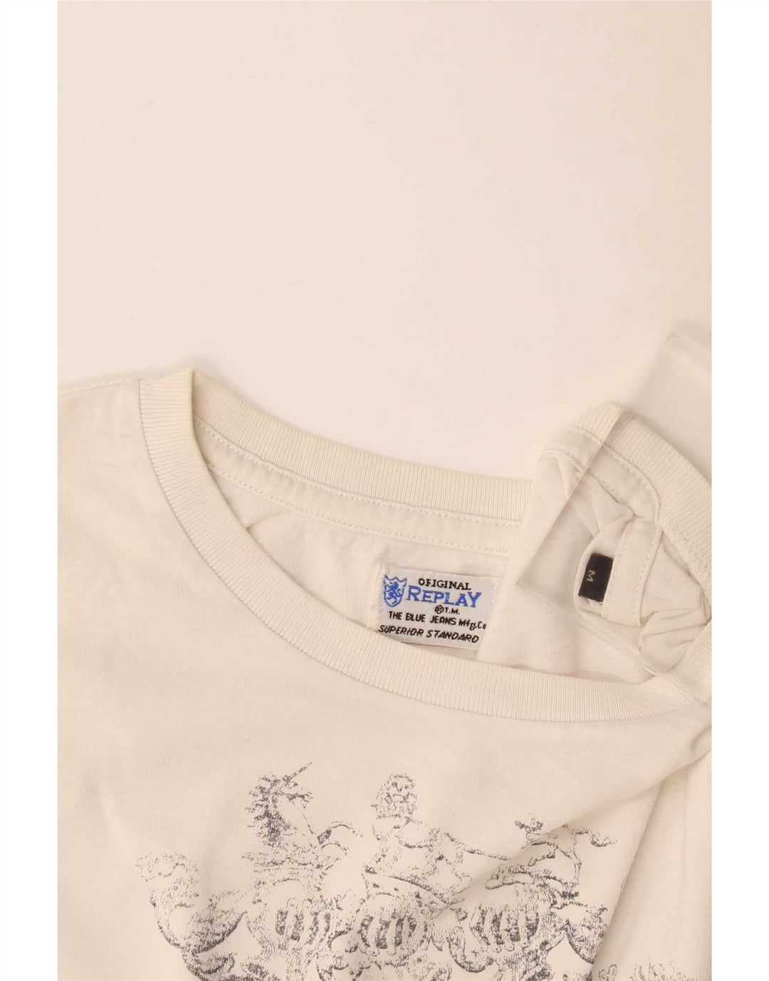 Replay Top grafic pentru femei cu mânecă lungă UK 14 Medium Off White