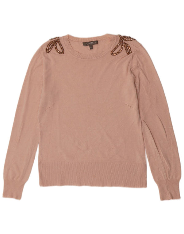 Pulover Oasis pentru femei cu gât de barcă, UK 10, mic, roz, viscoză