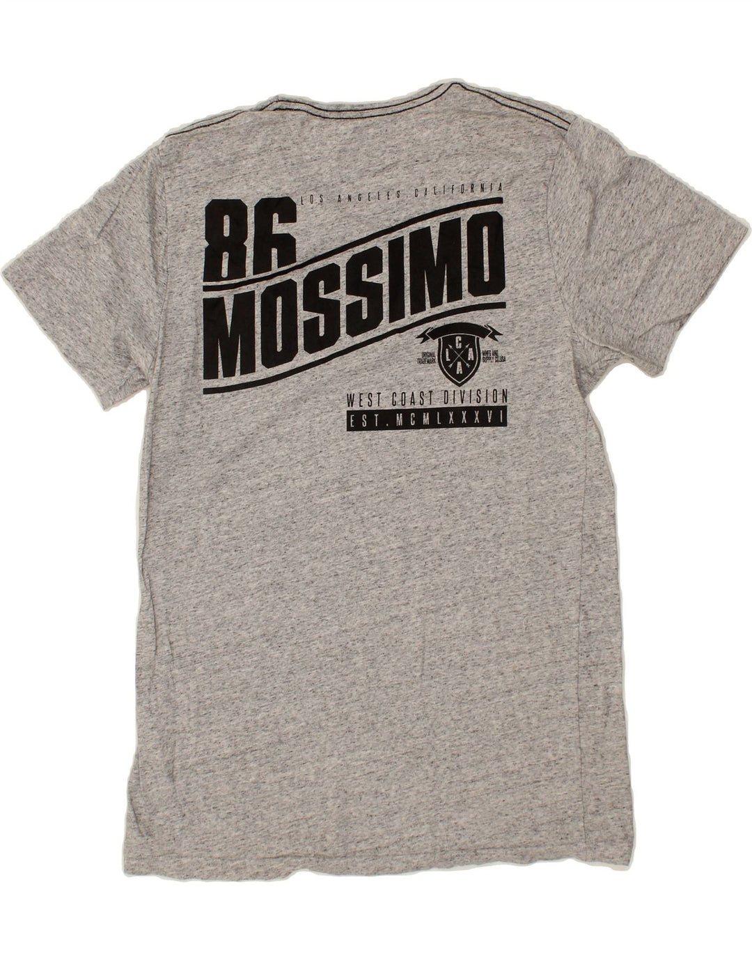 MOSSIMO Mens Graphic T-Shirt Top Large Grey Flecked Cotton Vintage Mossimo and Second-Hand Mossimo from Messina Hembry 