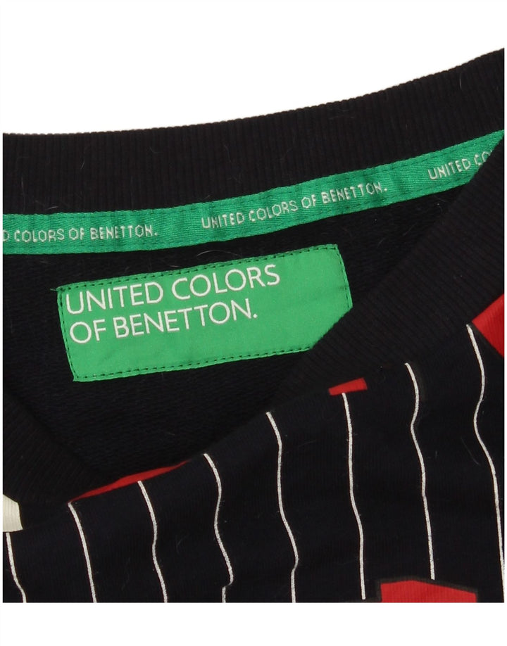 Pulover Benetton pentru damă cu grafică UK 14 Medium bleumarin cu dungi
