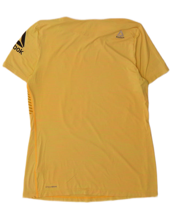 Tricou grafic Reebok pentru femei Top UK 16/18 Large Yellow Nylon