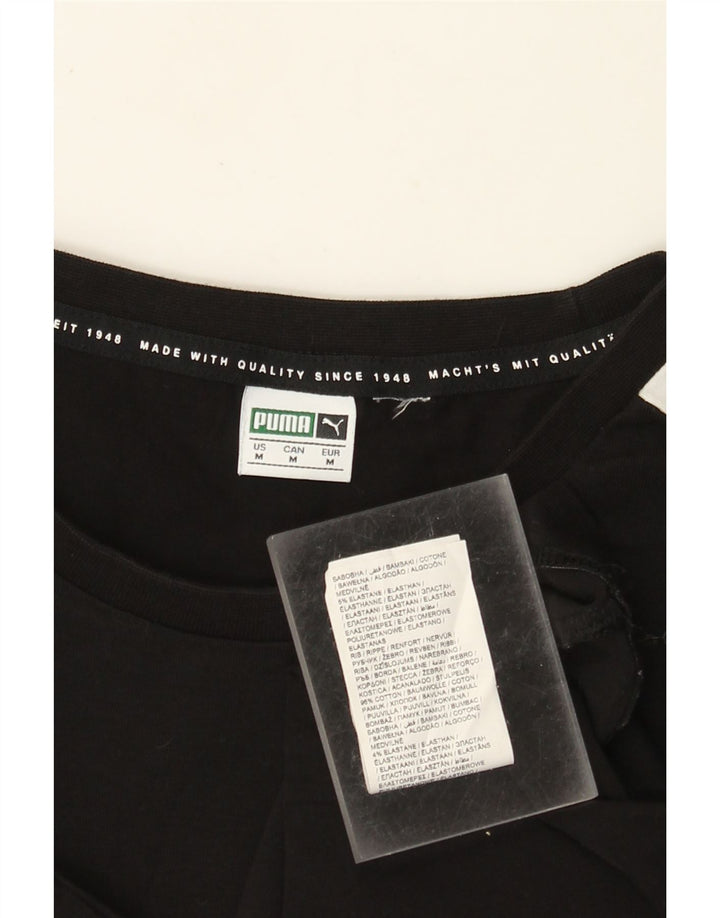 T-shirt crop PUMA pentru femei UK 12 Medium Black Colorblock Bumbac