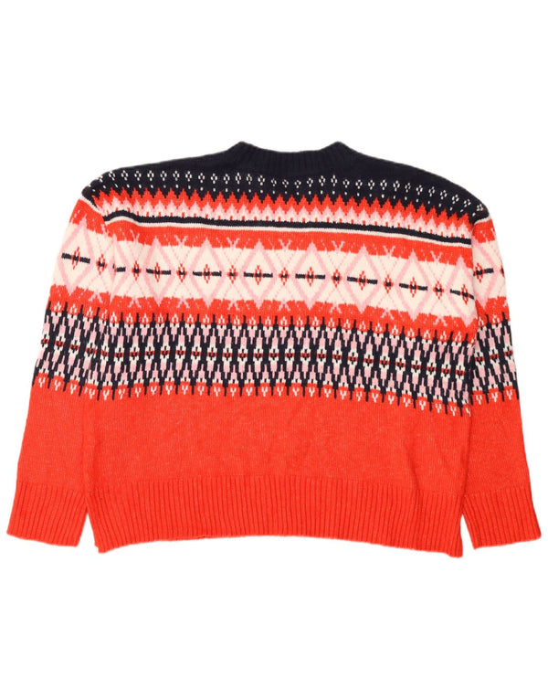 Marks & Spencer Pulover cu gât roșu pentru femei UK 16 Large Red Fair Isle