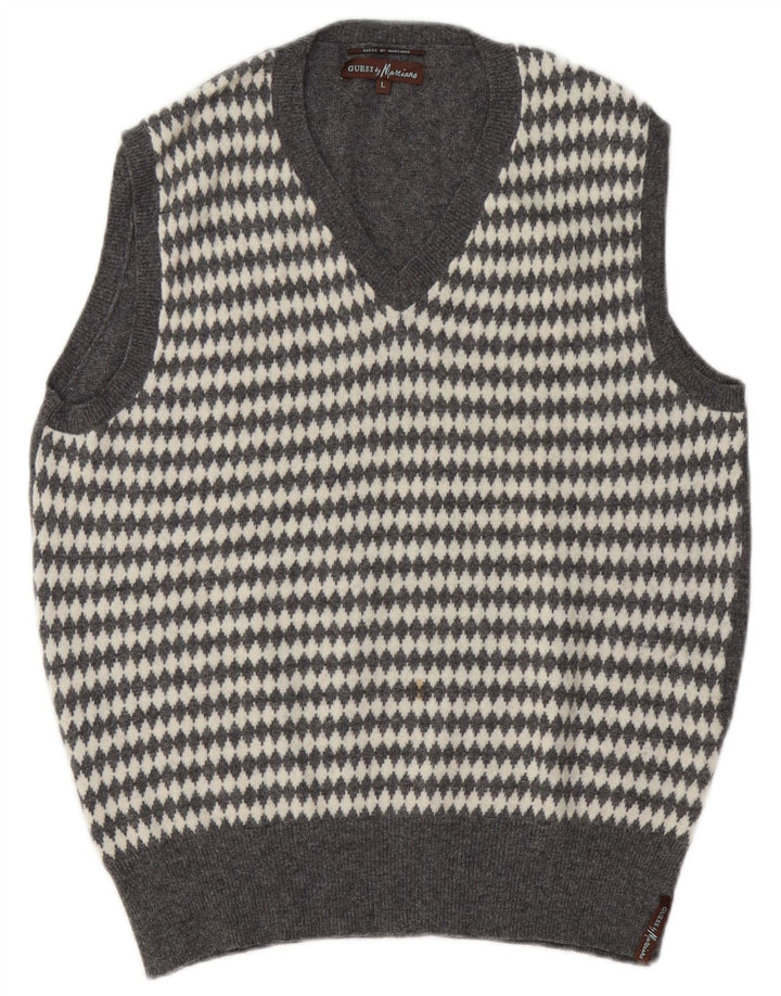 Guess By Marciano Vestă pentru bărbați Tank Top Lână Geometrică Gri mare